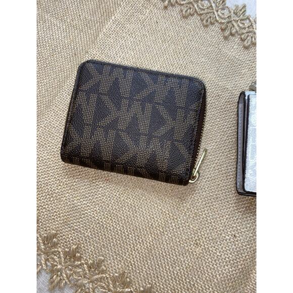 Michael Kors MK Monogram Logo Zipper Snap Fold Wallet Bundle Lot White Brown GUC - Picture 6 of 9